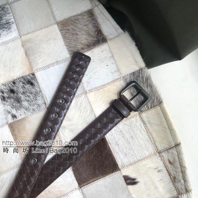 BV高端男士皮帶 寶緹嘉編織搭配槍色磨砂帶頭腰帶 寶緹嘉經典牛皮腰帶  jjp1532